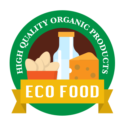 Organic products food label logo clipart