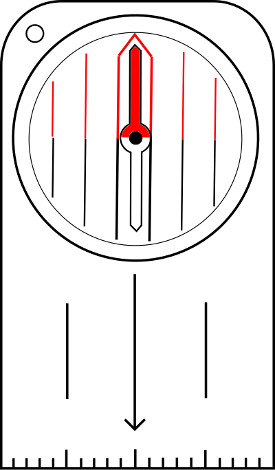 Orienteering compass with rotatable housing and needle clipart