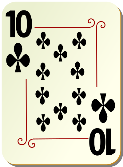Ornamental deck: 10 of clubs clipart