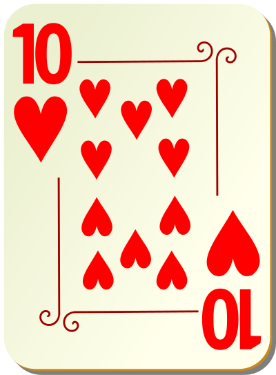 Ornamental deck: 10 of hearts clipart