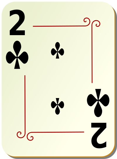 Ornamental deck: 2 of clubs clipart