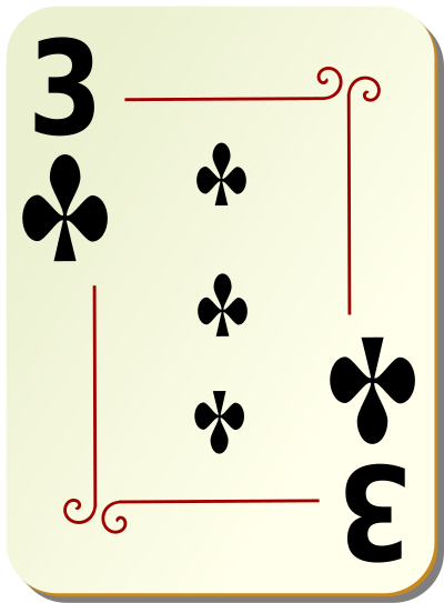 Ornamental deck: 3 of clubs clipart