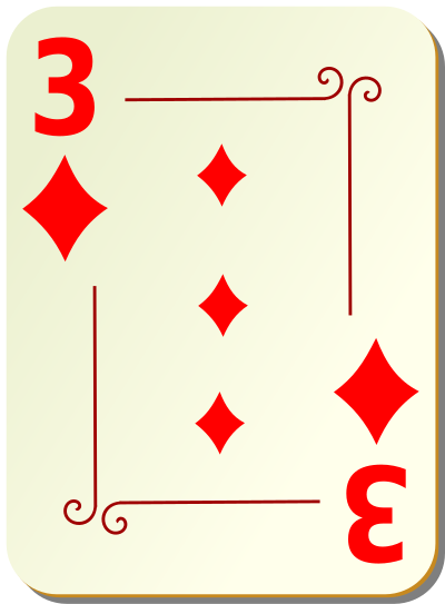 Ornamental deck: 3 of diamonds clipart
