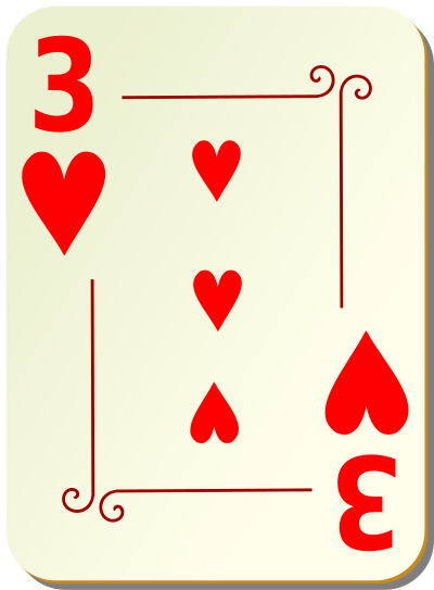 Ornamental deck: 3 of hearts clipart