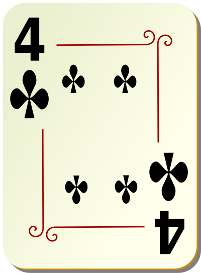 Ornamental deck: 4 of clubs clipart