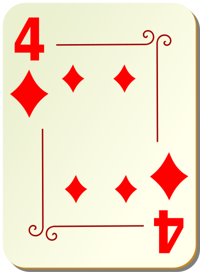 Ornamental deck: 4 of diamonds clipart