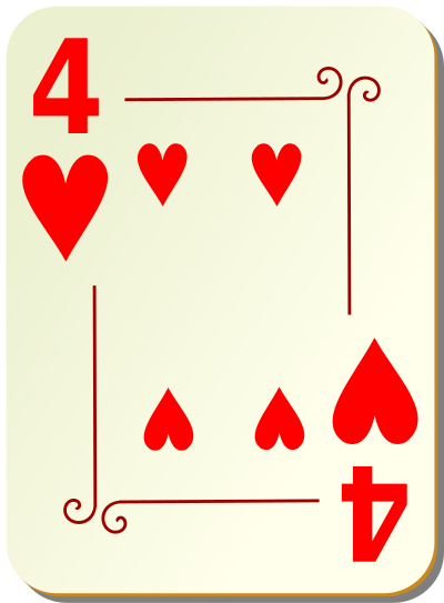 Ornamental deck: 4 of hearts clipart