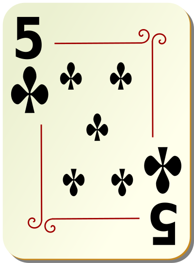 Ornamental deck: 5 of clubs clipart