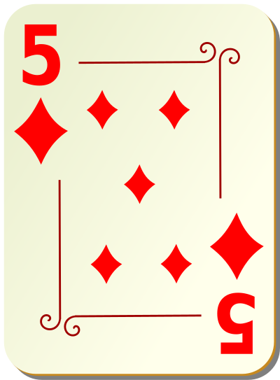 Ornamental deck: 5 of diamonds clipart