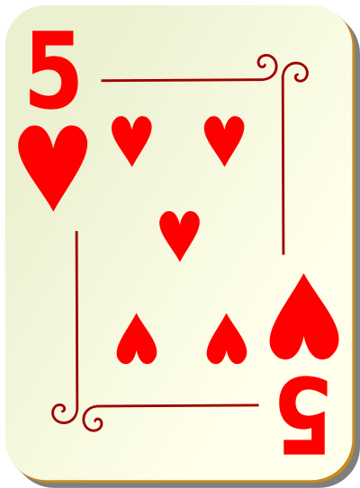 Ornamental deck: 5 of hearts clipart
