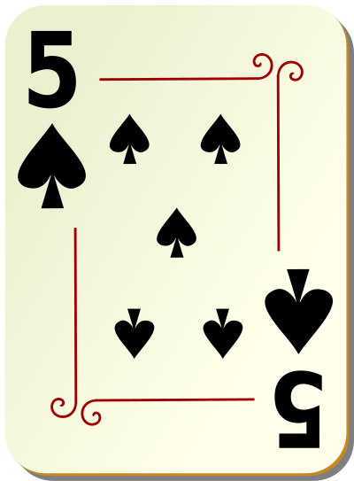 Ornamental deck: 5 of spades clipart