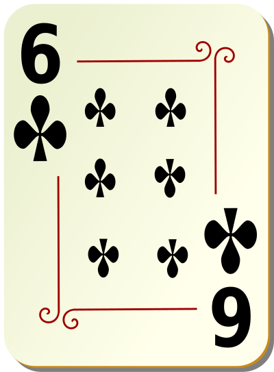 Ornamental deck: 6 of clubs clipart