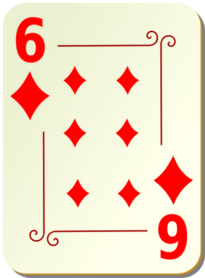 Ornamental deck: 6 of diamonds clipart