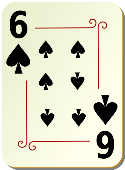 Ornamental deck: 6 of spades clipart