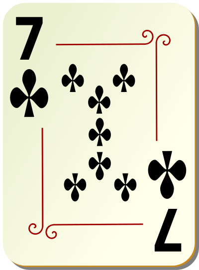 Ornamental deck: 7 of clubs clipart