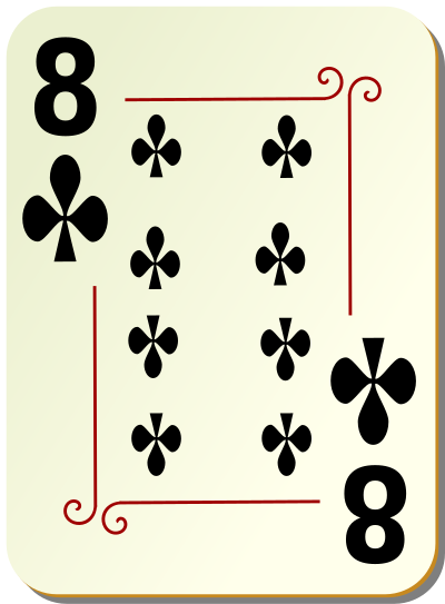 Ornamental deck: 8 of clubs clipart