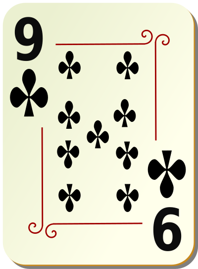 Ornamental deck: 9 of clubs clipart