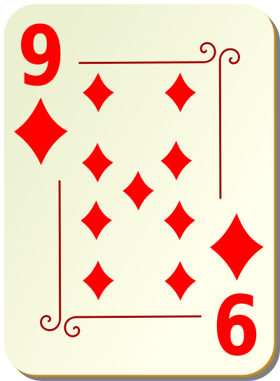 Ornamental deck: 9 of diamonds clipart