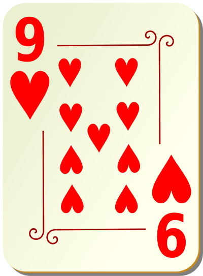 Ornamental deck: 9 of hearts clipart