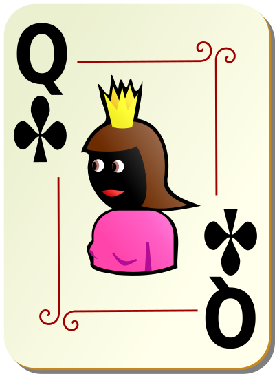 Ornamental deck: Queen of clubs clipart