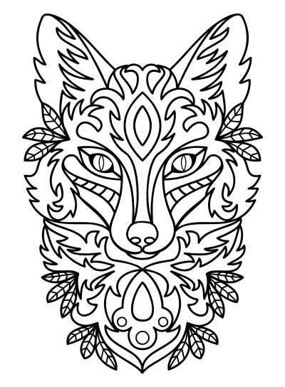 Ornamental Fox Line Art clipart