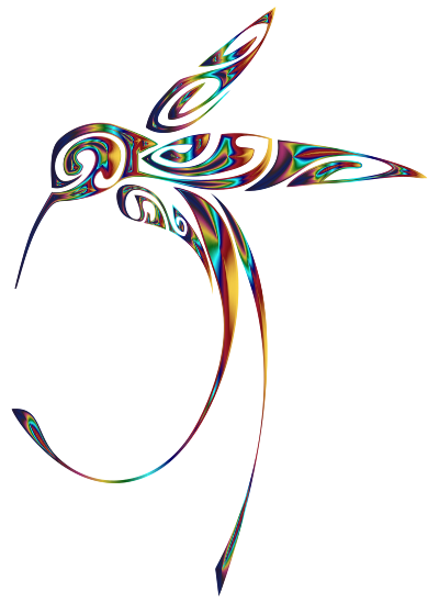 Ornamental Hummingbird Line Art Psychedelic clipart