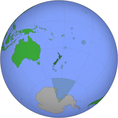 Orthographic image of the world, centred on NZ clipart