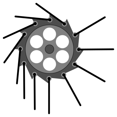 Overbalanced wheel perpetual motion machine clipart