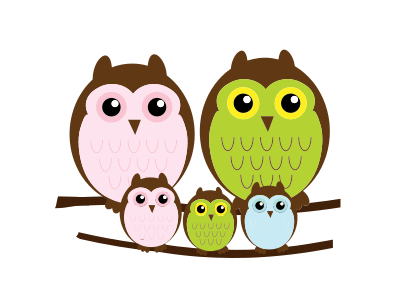 Owl family clipart