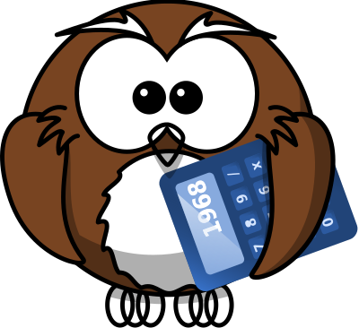 Owl with calculator clipart