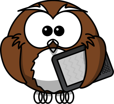 Owl with ebook reader clipart