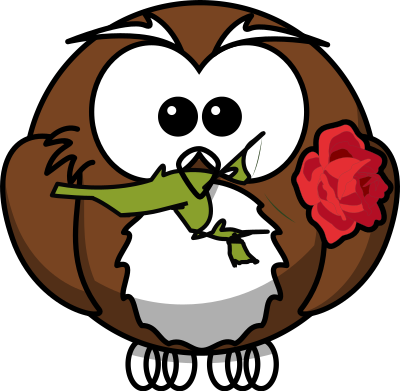 Owl with rose clipart