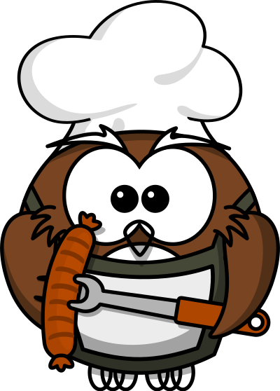 Owl with sausage clipart