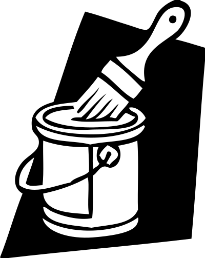 Paint can and brush clipart