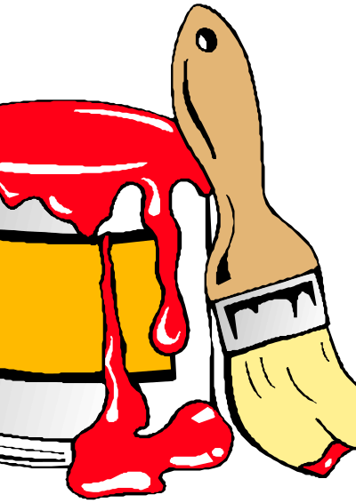 Paint can with brush clipart