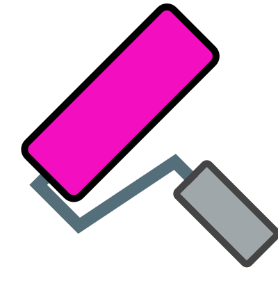 Paint roller for decorating with pink paint clipart