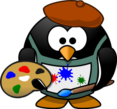 Painter penguin clipart