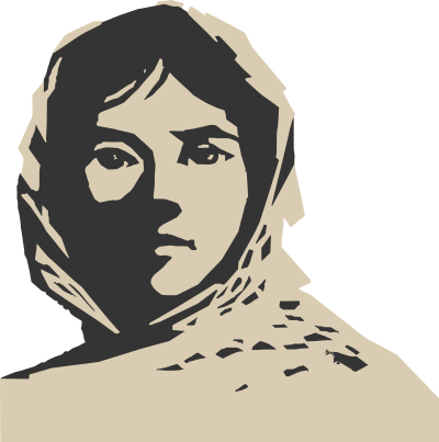 Palestinian Girl wearing traditional scarf Keffiyeh clipart