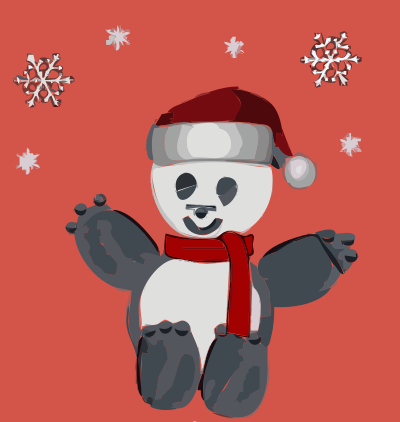 Panda Christmas clipart