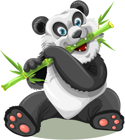 Panda eating bamboo clipart