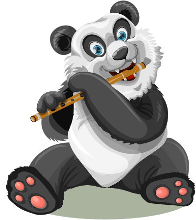 Panda Playing a Flute clipart