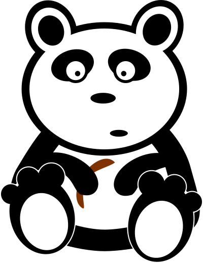 Panda with bamboo leaves clipart