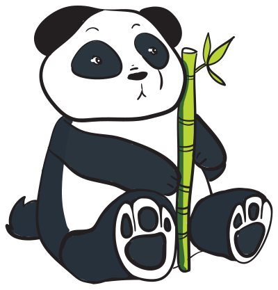 Panda With Bamboo Stalk clipart