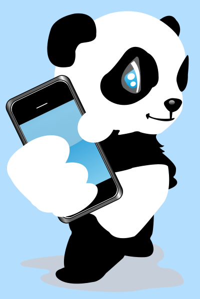 Panda with mobile phone clipart