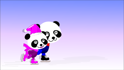 Pandas Ice Skating clipart