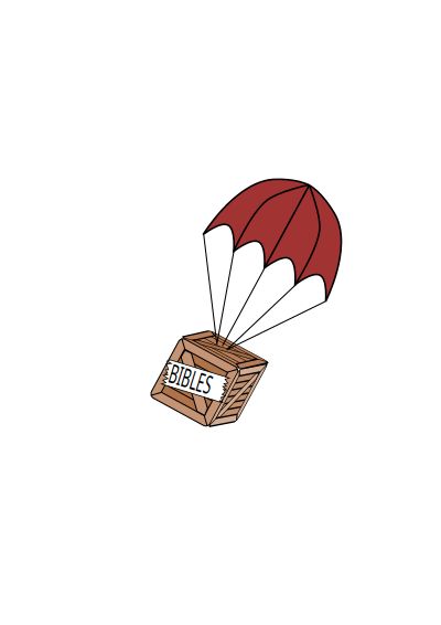 Parachute on box of bibles clipart
