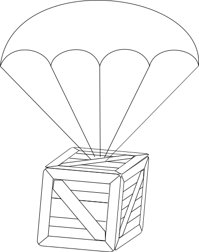 Parachute with box clipart