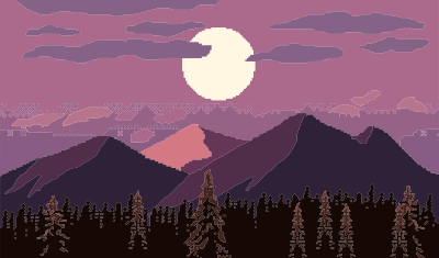 Parallax Mountain At Dusk Pixel Art clipart