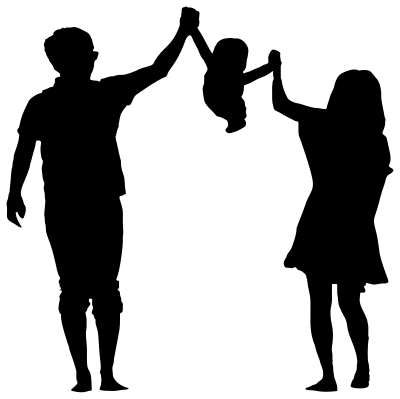 Parents Swinging Child Silhouette clipart