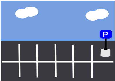 Parking lot with a parking sign clipart